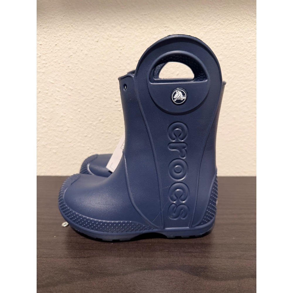 Crocs Kids Handle It Rain Boots Navy Blue Waterproof Pull On Shoes C10